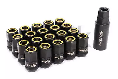 Wheel Mate Muteki HR38 Open End Lug Nuts 12x1.50 Black Chrome / Yellow Ring • $94.50