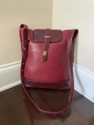 $285 • Buy VINTAGE MUST DE CARTIER Burgundy Calf  Leather Messenger Crossbody Bag