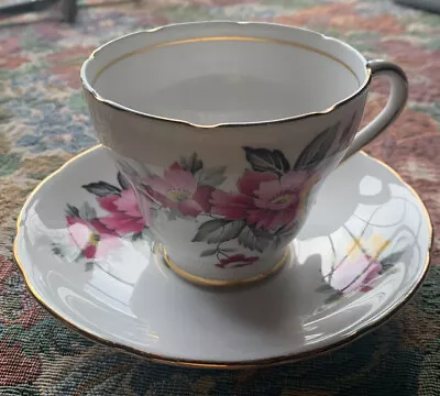 Vintage  Salisbury Bone China Tea Cup/Saucer  FLORALS & Gilt England - Vgc • $19.95