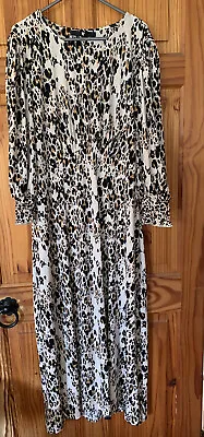 £7.99 • Buy Very Leopard Print Dress Ruched Waist Long Sleeve Uk 14 Pull On