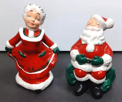 Santa & Mrs Claus Hand Painted Ceramic Figures Vintage Mold Set Hobby Small 4.5  • $15.26