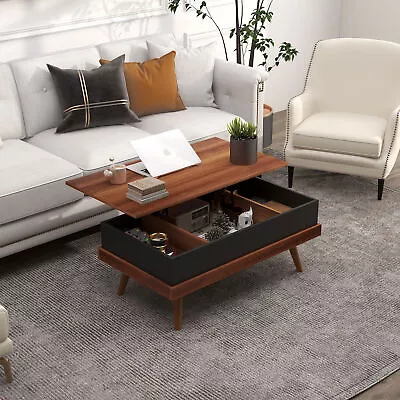 HOMCOM Lift Top Coffee Table With Hidden Compartments And Wood Legs Walnut • $102.99