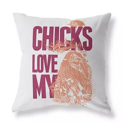 Chicks Love My FILLED CUSHION Zip Designer Light Grey • £20.99