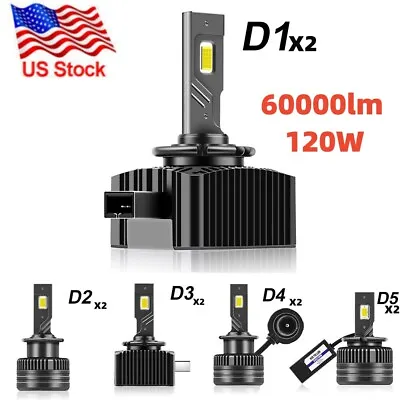 2X 60000Lm D1S D3S LED Headlight Bulbs D2S D4S D5S HID Xenon 120W Conversion Kit • $31.99