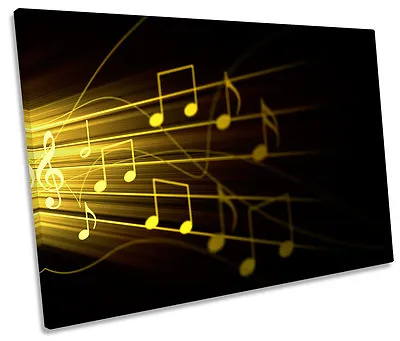 Yellow Musical Notes Abstract CANVAS WALL ART Picture Print Single • £24.99