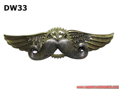 £6.50 • Buy Steampunk Pin Badge Brooch Gentleman's Tash Chaphop Flying Cog Moustache #DW33