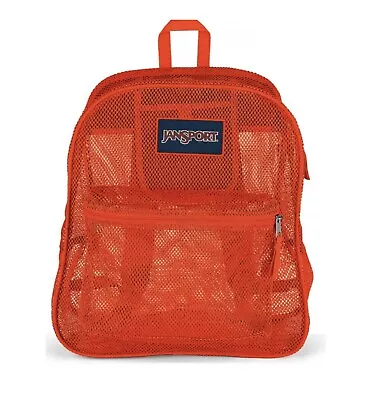 JanSport Mesh Backpack Bright FIESTA ORANGE RED - Durable Theme Park Summer • $35