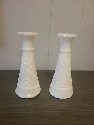 Milk Glass Bud Vases Set Of 2 • $16.15