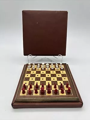 Vintage Miniature Travel Case Plastic Peg Chess Set • $24.85