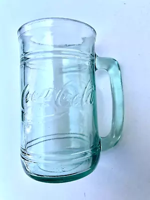 COCA COLA Green Coke GLASS MUG Embossed Logo • $15