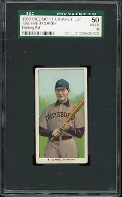 1909-11 T206 Piedmont Baseball Fred Clarke Holding Bat SGC 4 • $500