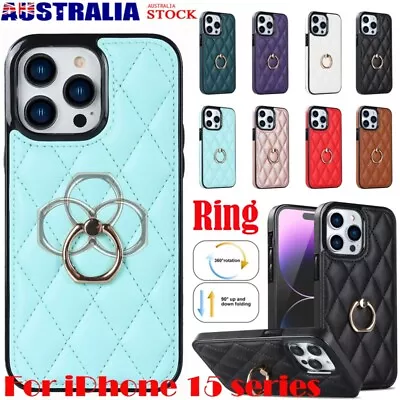 For IPhone 15 Plus /15 Pro Max Case Ring Stand Holder Shockproof Leather Cover • $14.99