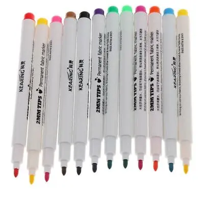 12x Permanent Fabric Marker Paint Pen T-Shirt Clothes Shoes Textile Graffiti • £12.40