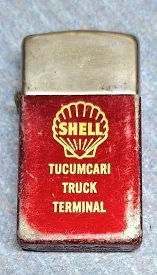 Vintage Park Flip-Top Slim Lighter Shell Oil Tucumcari Truck Stop Red Works! • $10