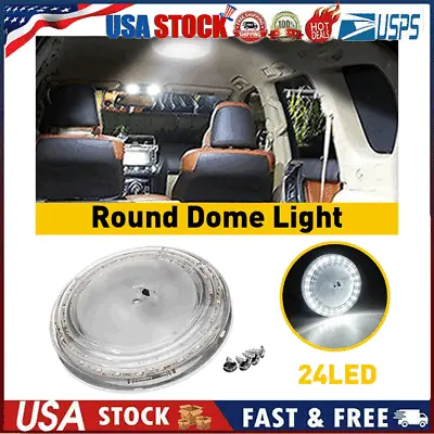 RV Interior LED Lights 12V Switched Round Ceiling Light Fixture Camper Trailer • $9.99