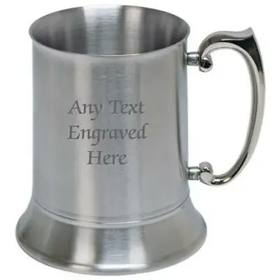 Personalised Engraved Stainless Steel US 1 Pint Tankard 500ml  Any Text You Want • £12.99