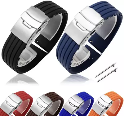 Silicone Rubber Sport Watch Strap Band Multi Colours 18-20-22-24mm Quick Release • £5.99