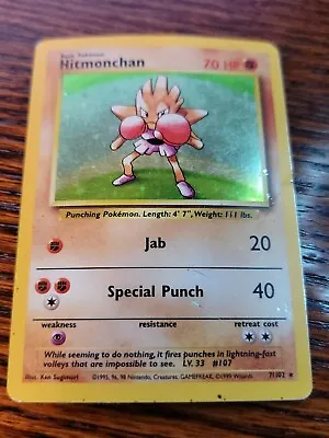 Pokemon WOTC Hitmonchan 7/102 Base Set UNLIMITED Holofoil Rare PL • $5.99