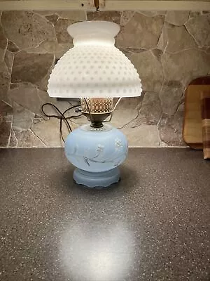 Vintage Milk Glass Hobnail Boudoir Bedside Table Lamp 16 1/4  To Top Of Bulb • $69.95