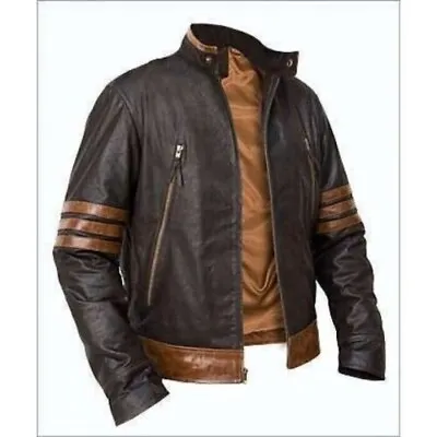 X-Men Wolverine Origins Bomber Style Brown Real Leather Jacket • $77.99