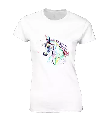 Unicorn Splash Womens T Shirt Horse Horses Lover Animal Cute Summer Fashion • £8.99