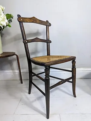 Cane Edwardian Cane Seated Chair Turned Double Stretchers FREE POSTAGE  • £135