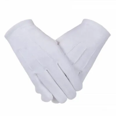 Quality Gloves Mens WhiteThin Nylon Dress Tux Stretch 1 Size Fits Most Washable • $7.55