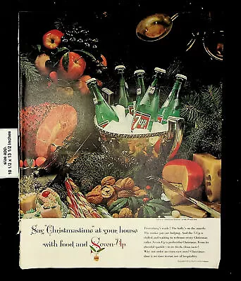 1961 7-Up Christmas Time Tree Ham Feast Meal Soda Vintage Print Ad 24349 • $9.97