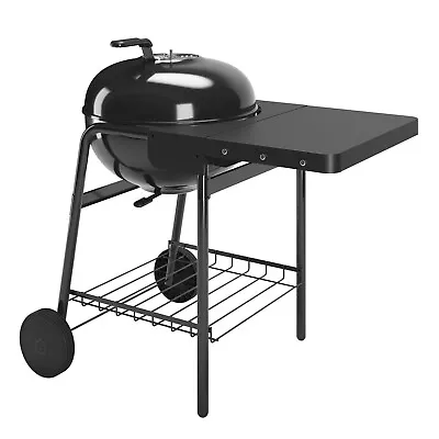 BBQ Trolley Charcoal Barbecue Grill Cart Portable Compact Black Wheeled Black • £68.39