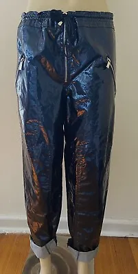 $39 • Buy SCANLAN THEODORE Coated Navy Jogger Pants 10 NEW