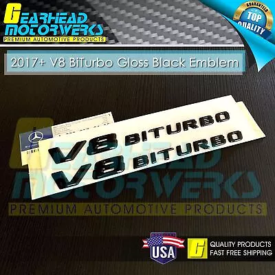 $29.32 • Buy V8 BiTurbo Side Fender Emblem Gloss Black 3D Badge Mercedes AMG 17+ C63 E63 G63