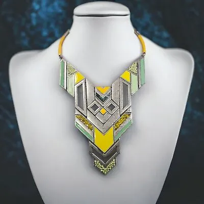 $40 • Buy Zara Necklace Beaded Tribal Southwest Enamel Plated Aztec Statement Bib Jewelry