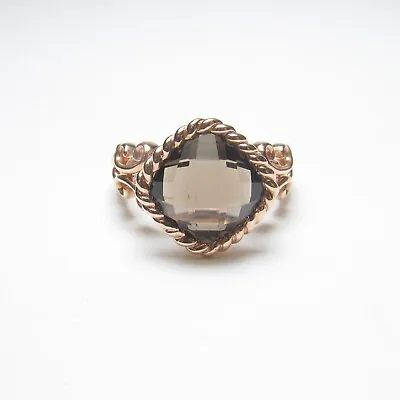 JAL Estate 14K Rose Gold 3.50 Ct Natural Cushion Cut Smoky Quartz Solitaire Ring • £57.83