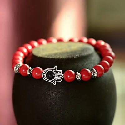 Red Turquoise Hamsa Khamsa Evil Eye Hand Of Fatima Charm Beads Elegant Bracelets • $5.99