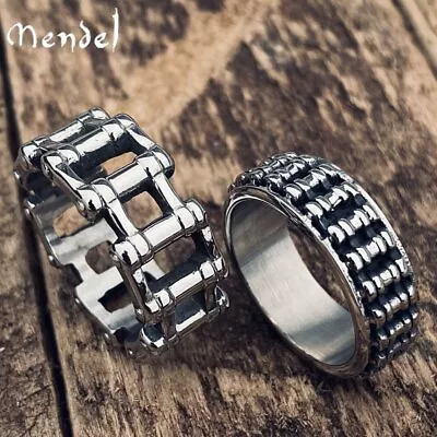 MENDEL Cool Mens Motorcycle Biker Chain Link Band Ring Stainless Steel Size 7-15 • $11.99