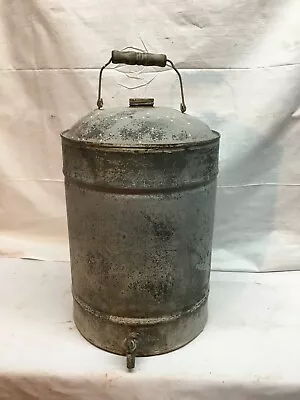 Vtg Galvanized 5 Gallon Water Oil Can Wood Handle With Spicket Garage Kero Can • $53.99