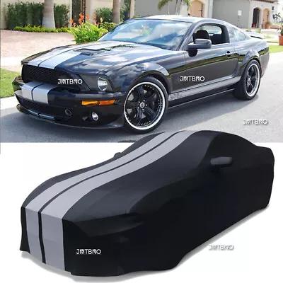 Indoor Black W/Grey Line Stain Stretch Full Car Cover For Ford Mustang Mach 1 AU • $154.45