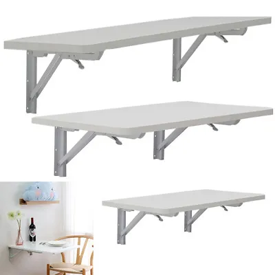 60/80/100cm Folding Wall Mounted Desk Unit Dining Table Drop Leaf Computer Shelf • £25.95