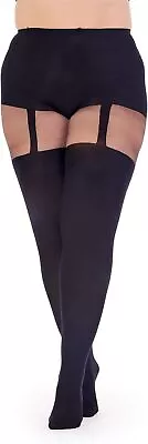 Pretty Polly Women's Curves Plus Size Suspender Tights X-Large Black (Black)  • $37.57