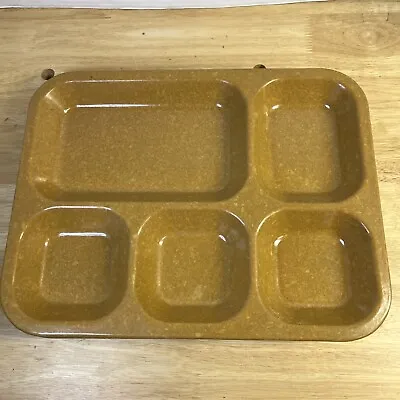 Vintage 1966 Melamine Halsey Inc Brown Military Cafeteria 4 Section Food Tray US • $25
