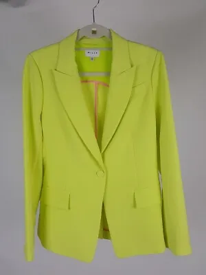 Women's Milly Yellow Green Single Button Blazer Jacket Size 6 • $49.99