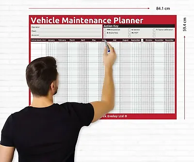 HGV PSV Vehicle Maintenance Wall Planner A1 Size Forward Un-Dated  2024 2025 • £3.99