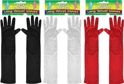 £4.25 • Buy Fancy Dress Ladies Long Velvet Gloves In Black Red White Burgundy