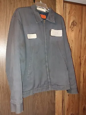Vintage Red Kap Gray USA Size Large Long Mechanic Shop Uniform Jacket Distressed • $39.99