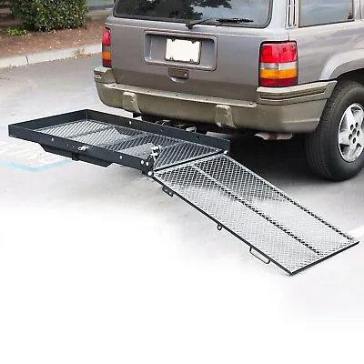 500Lbs Foldable Wheelchair Scooter Rack Hitch Carrier Mobility Loading Ramp • $137.12