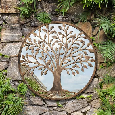 Garden Mirror Tree Silhouette Wall Panel Frame Round Decor Ornament New • £24.99