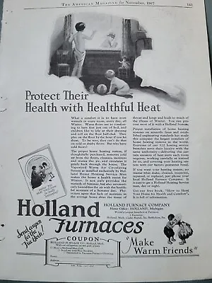 1927 Holland Furnace Co. Nude Children Health Healthful Heating Vintage Ad • $9.99