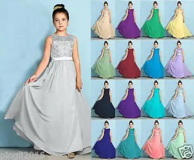£52.79 • Buy Floor-length Chiffon / Lace Junior Bridesmaid Dress A-line Scoop 2-16 Years Old