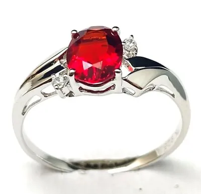 R1165R Mt St Helens Ruby Red Helenite 6x8mm 1.2Ct Sterling Silver Ring • $32