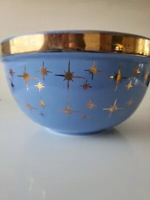 Rare Vintage Hall Star Cadet 8.5  Mixing Bowl MCM Blue Gold • $45